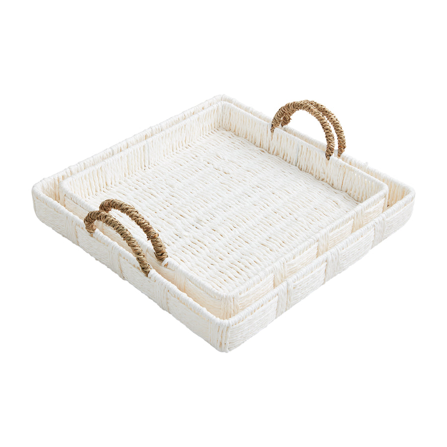 White Woven Tray Set - Bloom and Petal