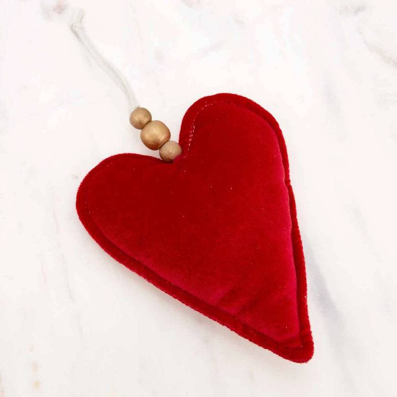Heart Plush Ornament Red
