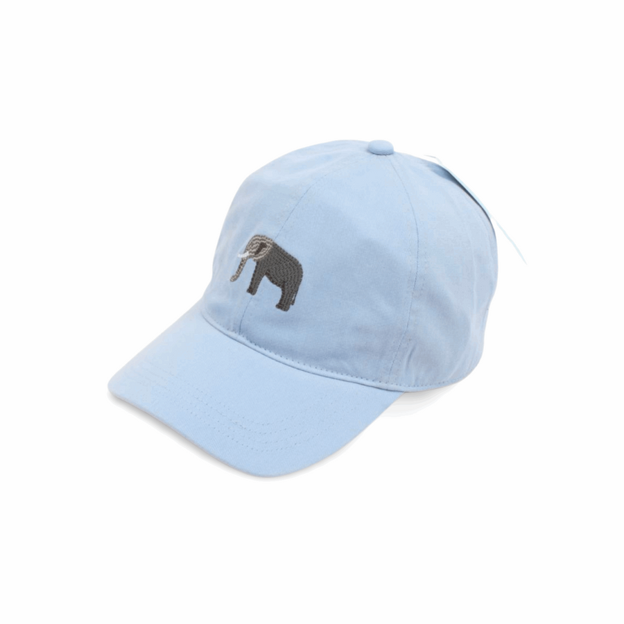 Elephant Needlepoint Baseball Cap- Light Blue