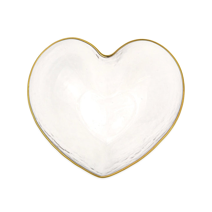 Heart Glass Bowl Clear/Gold