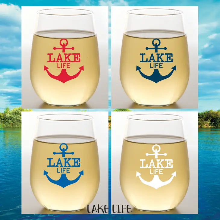 Lake Life Shatterproof Wine Glasses- Set of 4 - Bloom and Petal