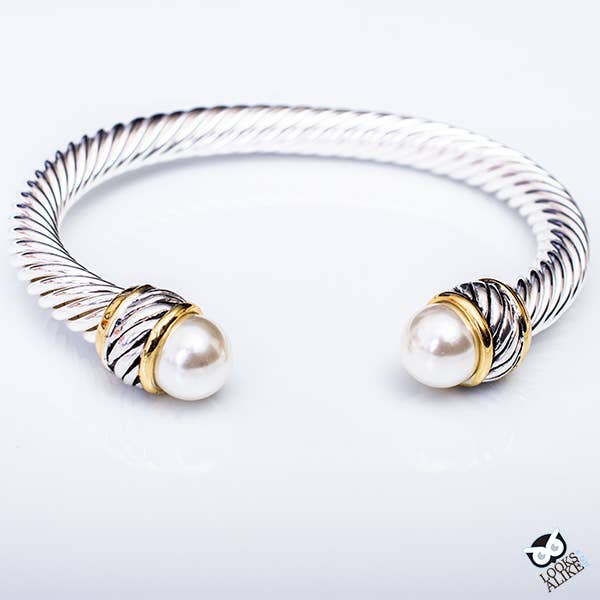 Dressy Pearl Cable Bangle - Bloom and Petal