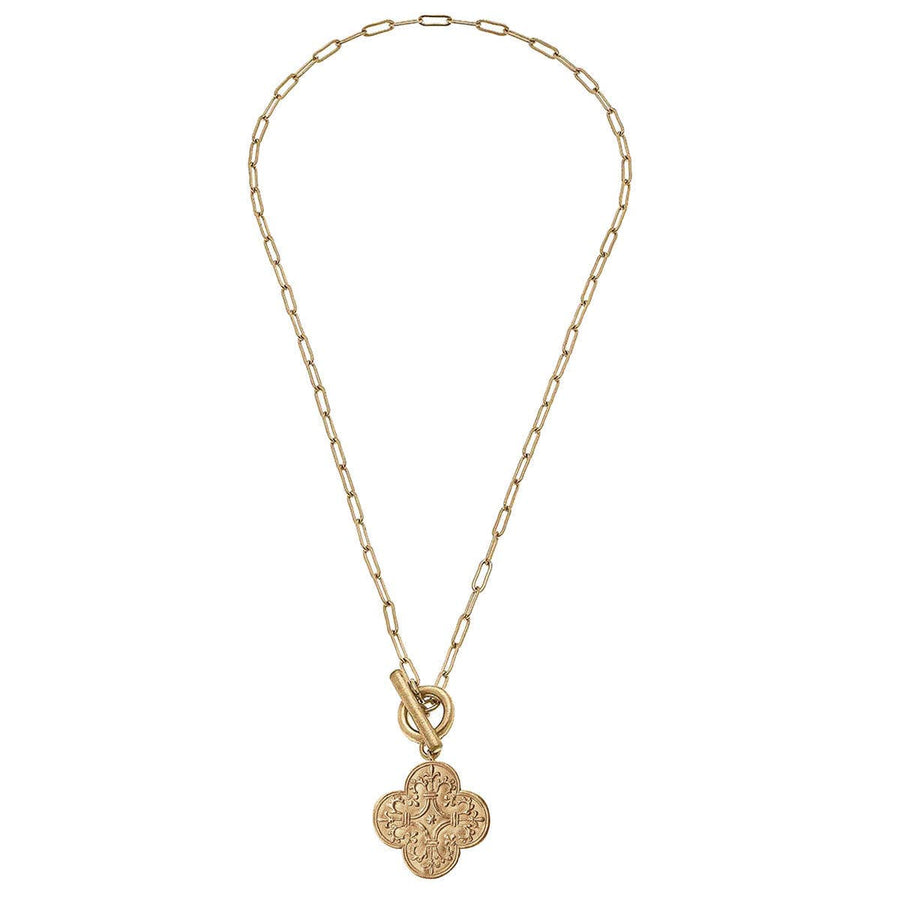 Mary Catherine Studio French Quatrefoil T-Bar Necklace - Bloom and Petal