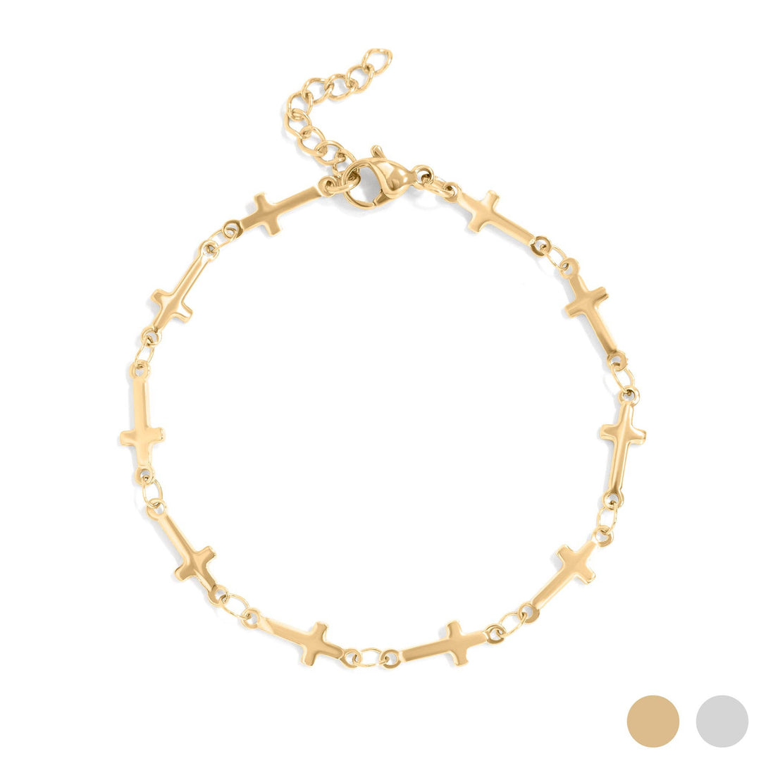 Cross Chain Bracelet: Gold