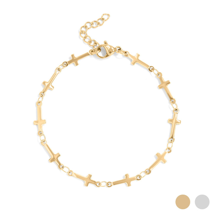Cross Chain Bracelet: Gold