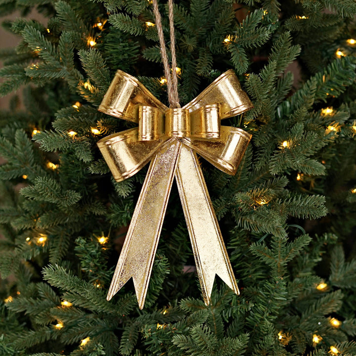 Dazzling Gold Metal Bow Ornament