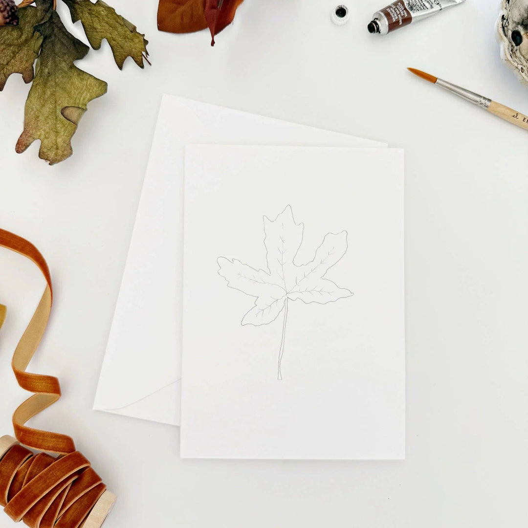 Fall Leaves Paintable Watercolor Notecard Set by Emily Lex