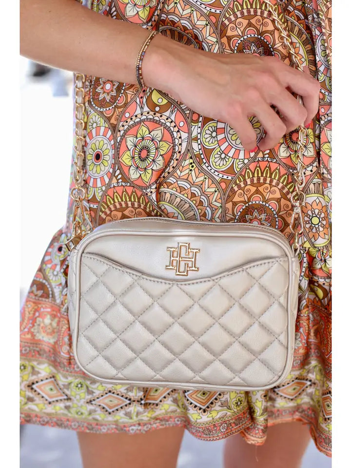 Olivia Quilted Crossbody Light Pewter