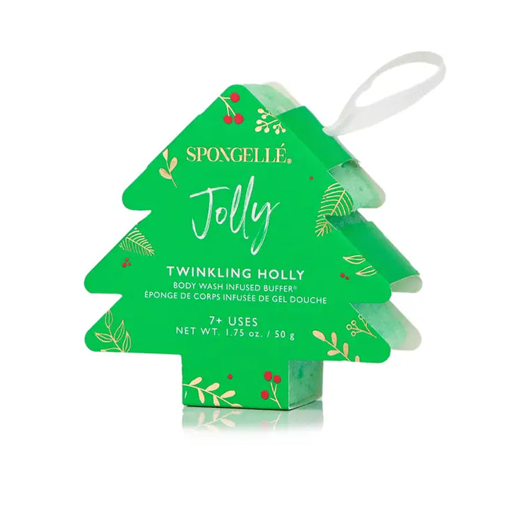Twinkling Holly (Jolly) Tree Ornament Buffer by Spongelle - Bloom and Petal