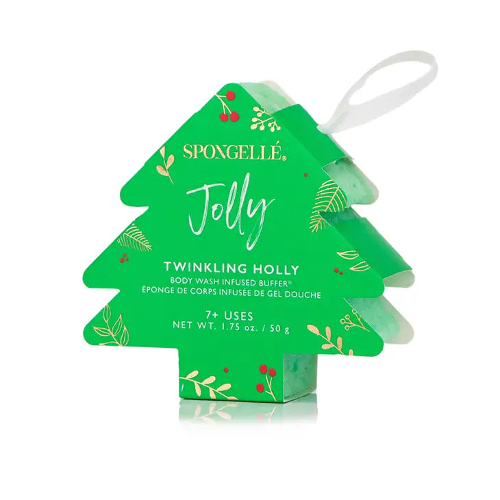 Twinkling Holly (Jolly) Tree Ornament Buffer by Spongelle - Bloom and Petal