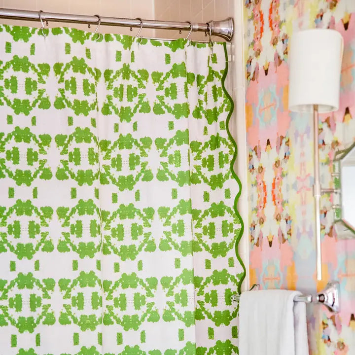 Laura Park Mosaic Green Scalloped Shower Curtain