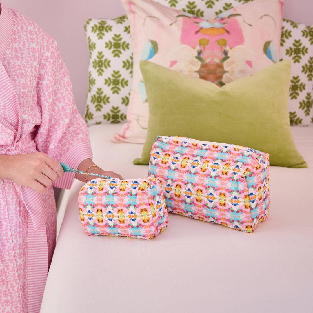 Sumner Pink Large Cosmetic Bag by Laura Park: Large