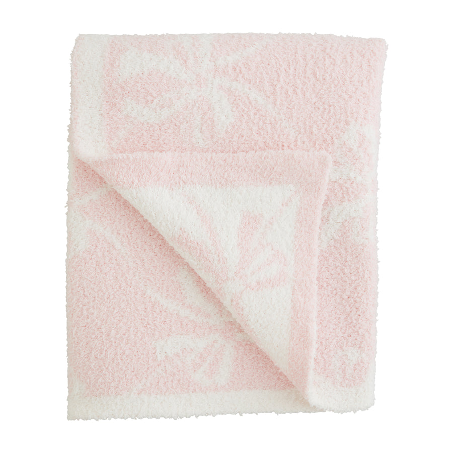 Pink Bow Chenille Baby Blanket - Bloom and Petal