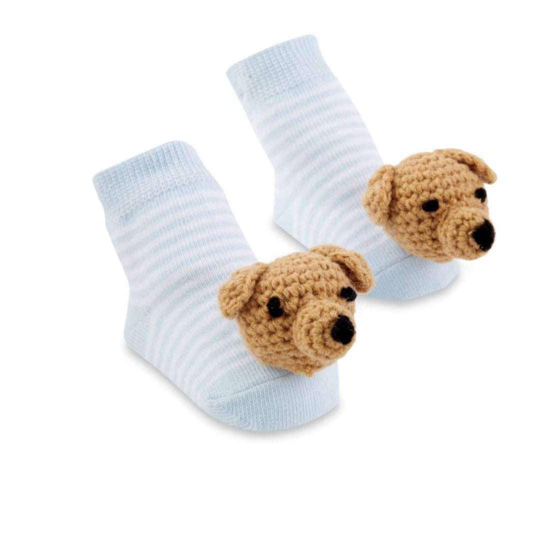 Blue Dog Rattle Toe Socks