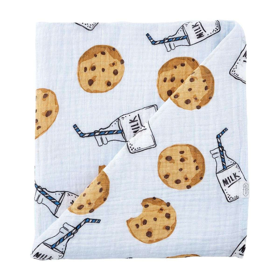 Blue Milk and Cookies Swaddle Blanket