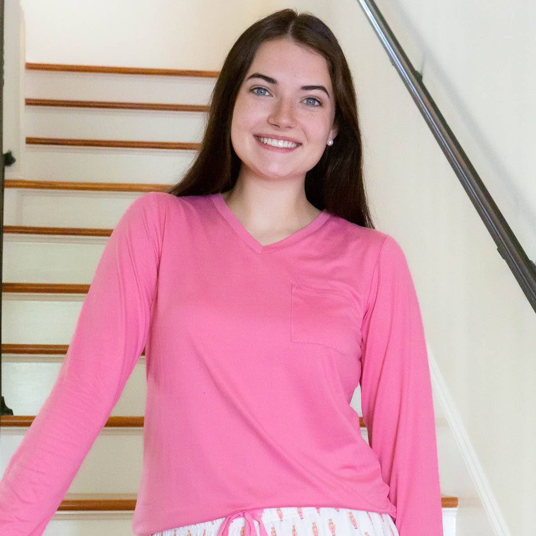 Pink Pocket Long Sleeve Tee