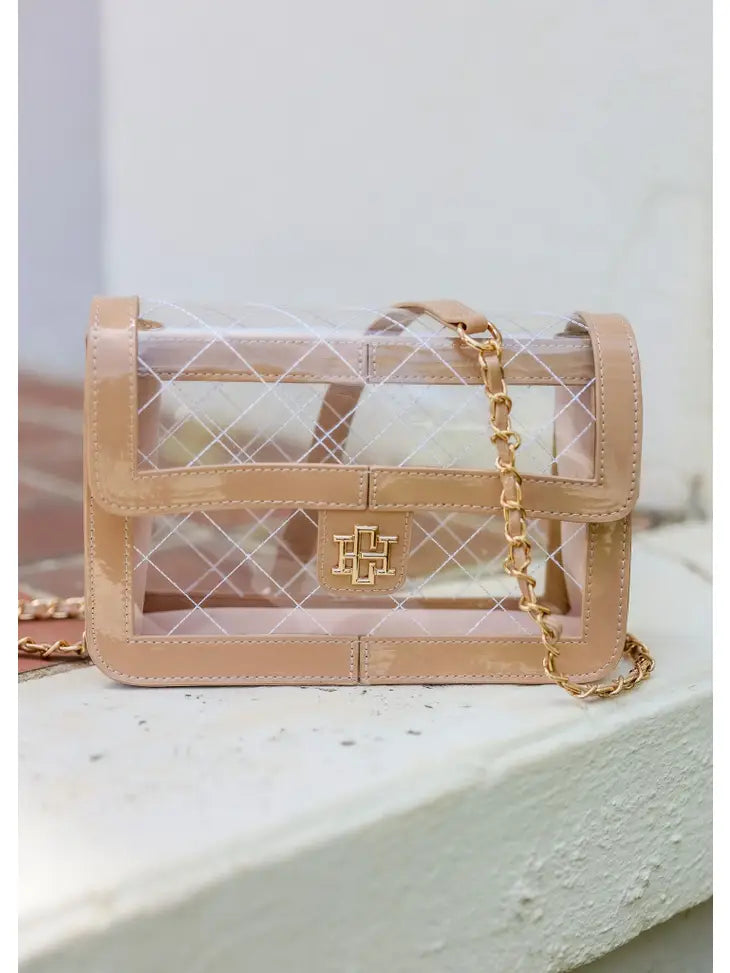 Quinn Quilted Clear Handbag Nude Patent