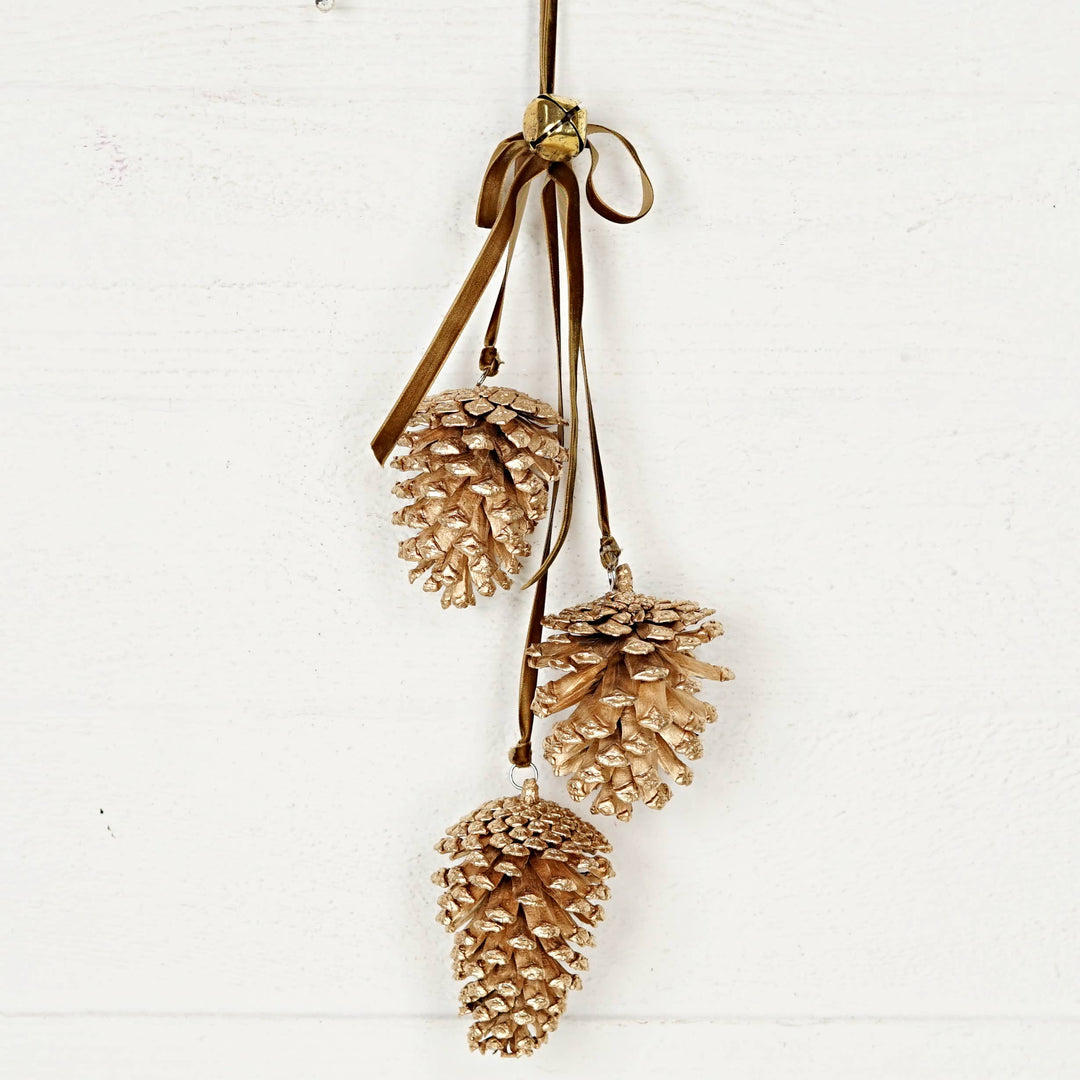 18inL Gold Jumbo Pinecone Trio Cluster