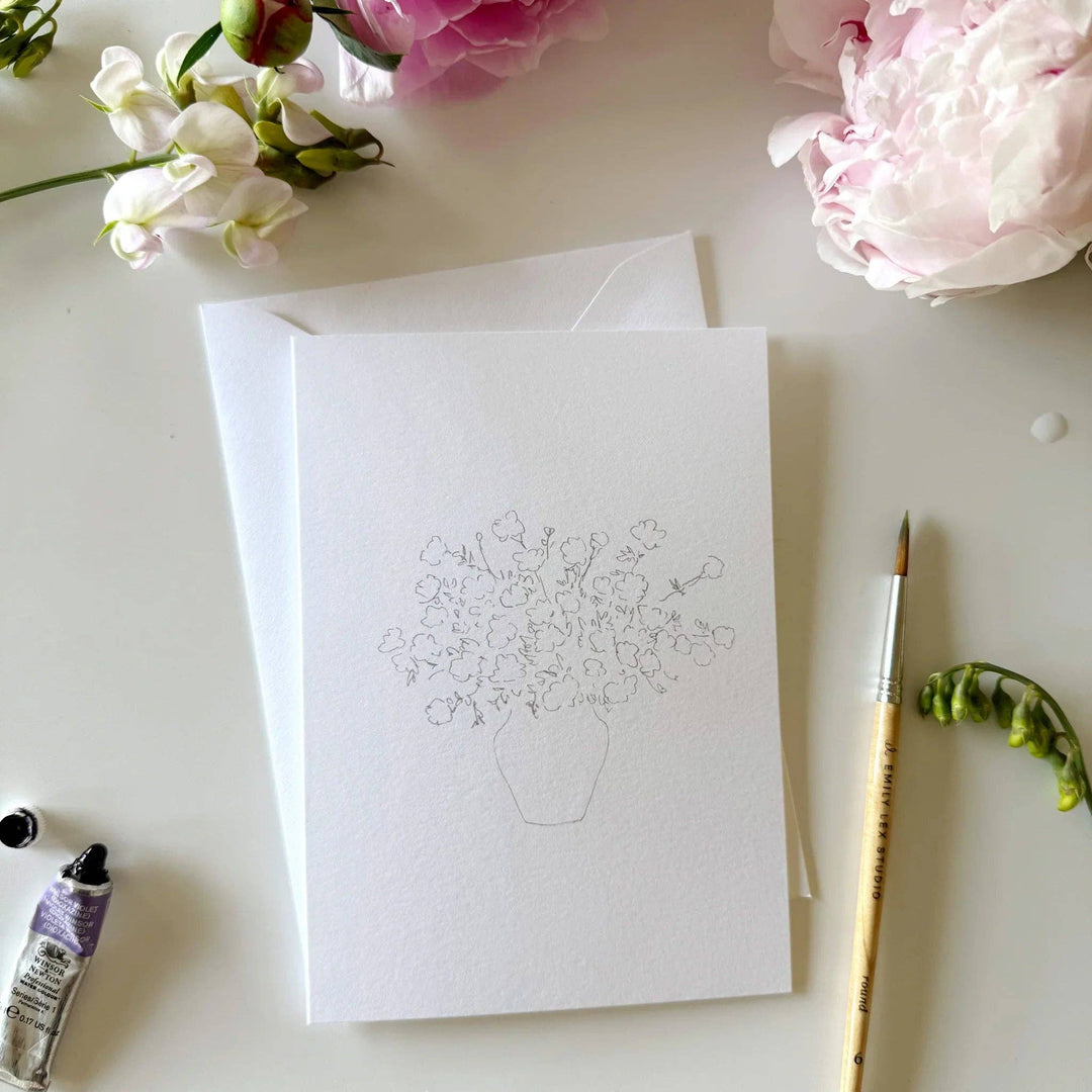 Bouquets paintable watercolor notecard set by Emily Lex