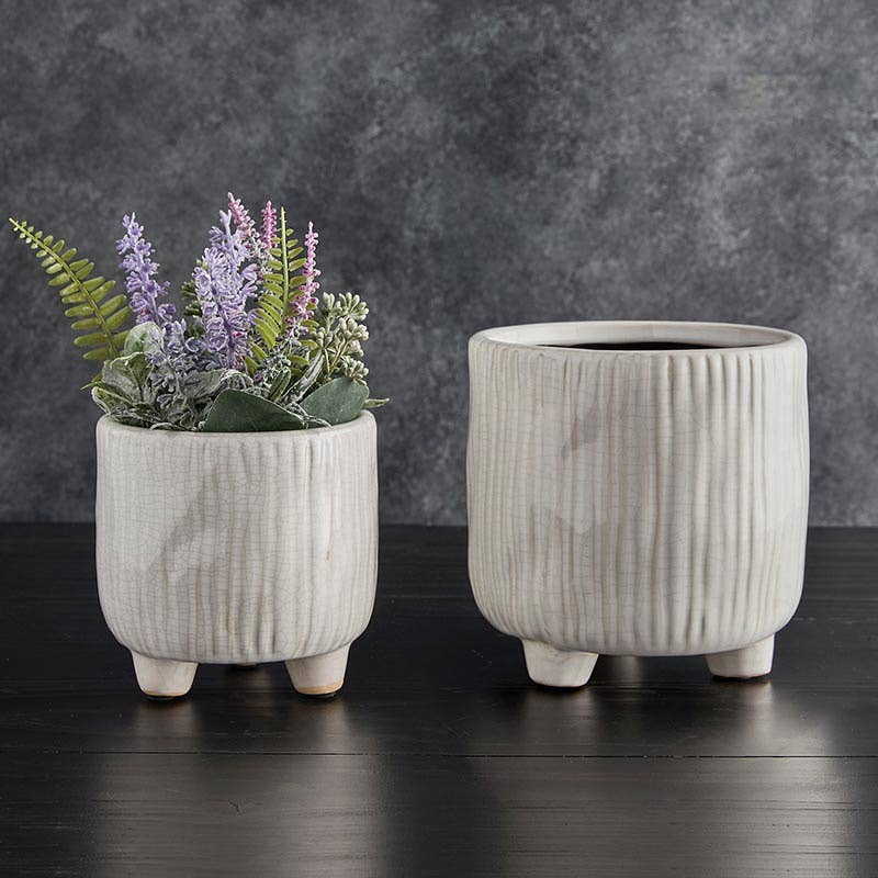 Large White Ceramic Pot with Feet