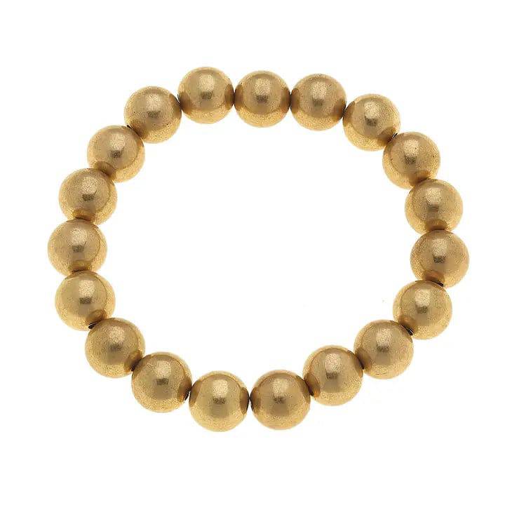 Chloe Beaded Stretch Bracelet in Worn Gold