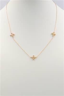 Gold Chain with Beaded Cross Shape 16"-18" Necklace