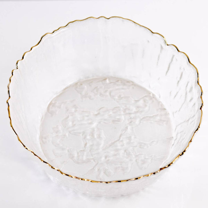 Marguerite Glass Serving Bowl   Clear/Gold   8x3.5x8