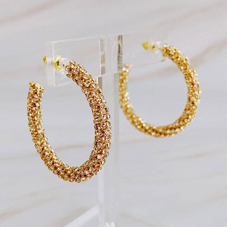 Wrapped in Shine Hoop Earrings- Gold