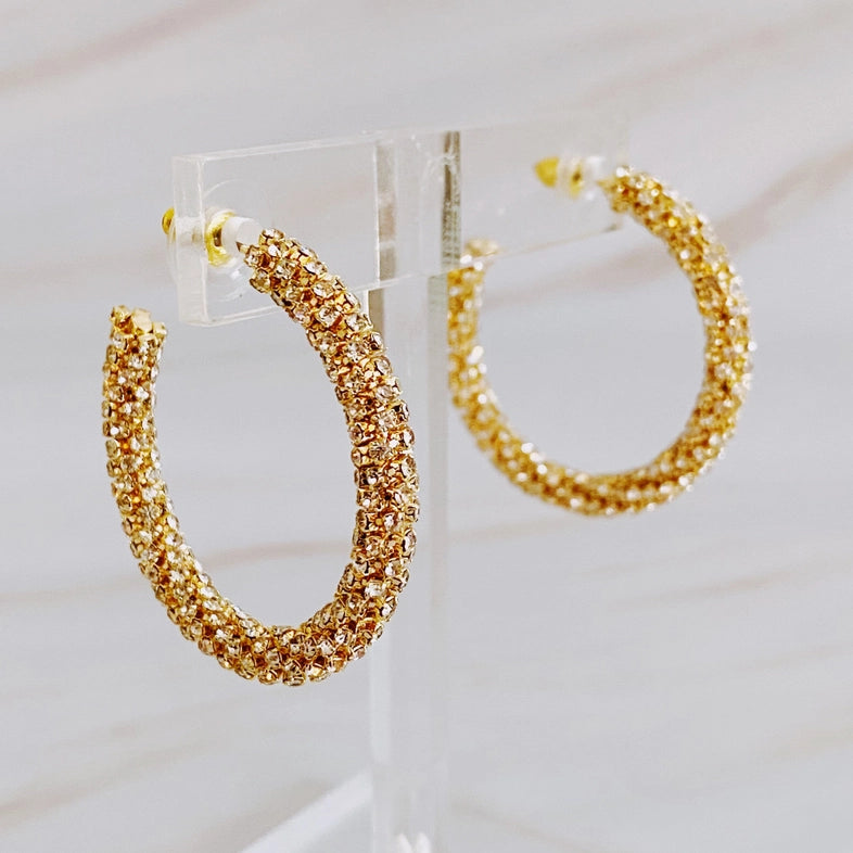 Wrapped in Shine Hoop Earrings- Gold - Bloom and Petal