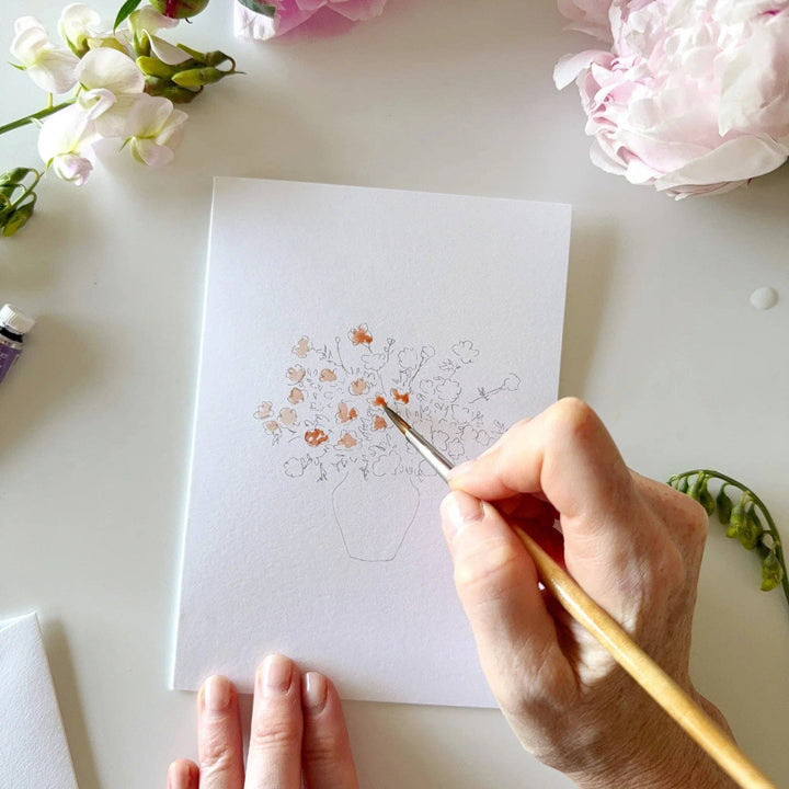 Bouquets paintable watercolor notecard set by Emily Lex