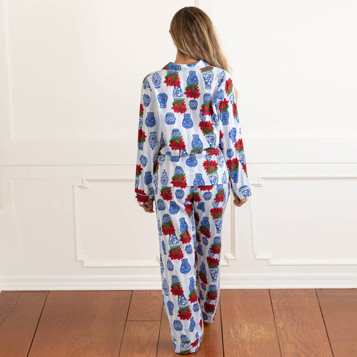 Poinsettia Stripe Flannel PJ Set