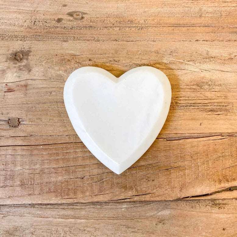 Heart Shaped Marble Trinket Dish White