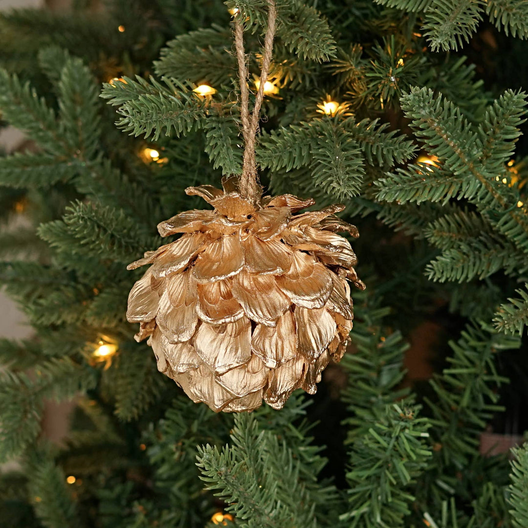 Gold Pinecone Artichoke Ball Ornament