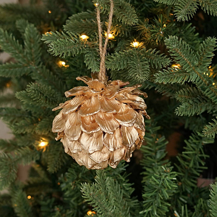 Gold Pinecone Artichoke Ball Ornament