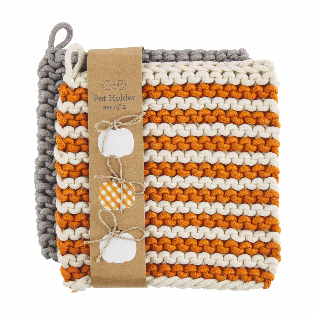 Orange Fall Crochet Pot Holder Set