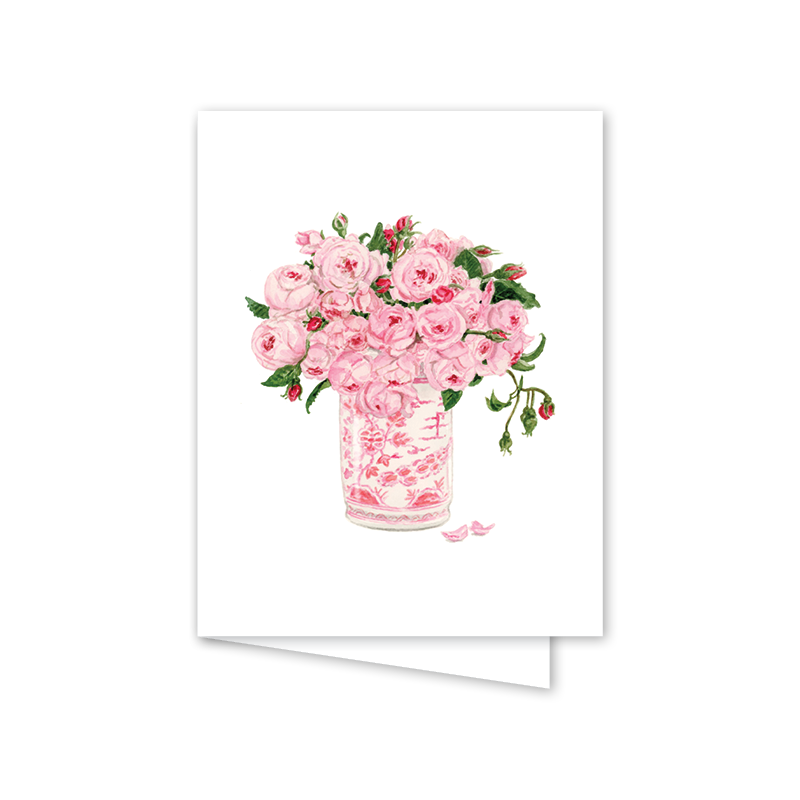 Pink Delight Floral Vase: Single Card