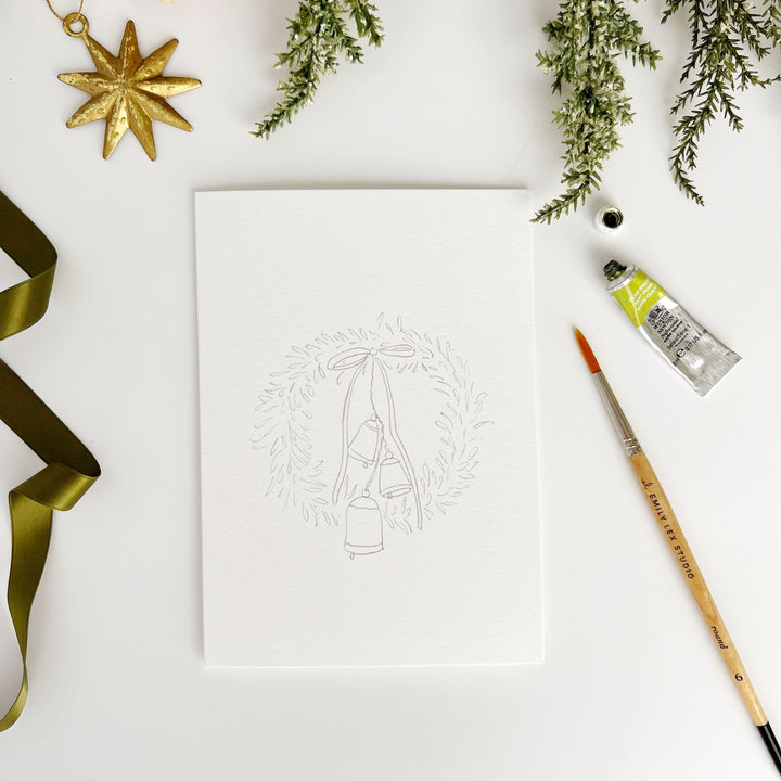 Wreaths Paintable Watercolor Notecard Set by Emily Lex