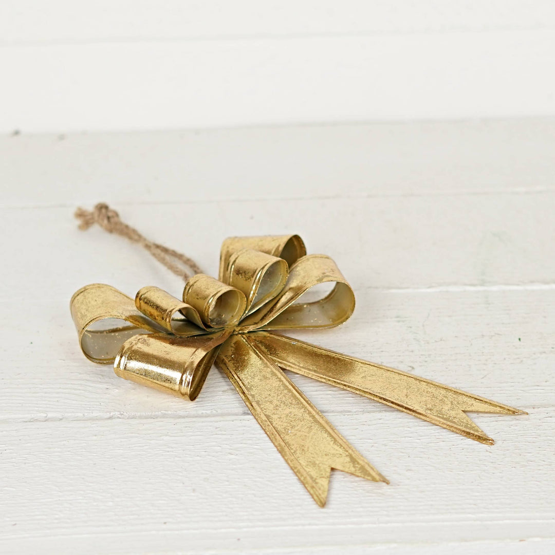 Dazzling Gold Metal Bow Ornament