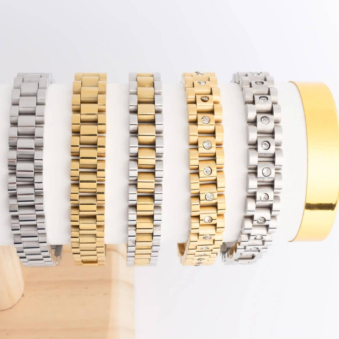 18K Gold Stainless Steel  Mixted Metal Watch Band Bracelet: Mixed Metal
