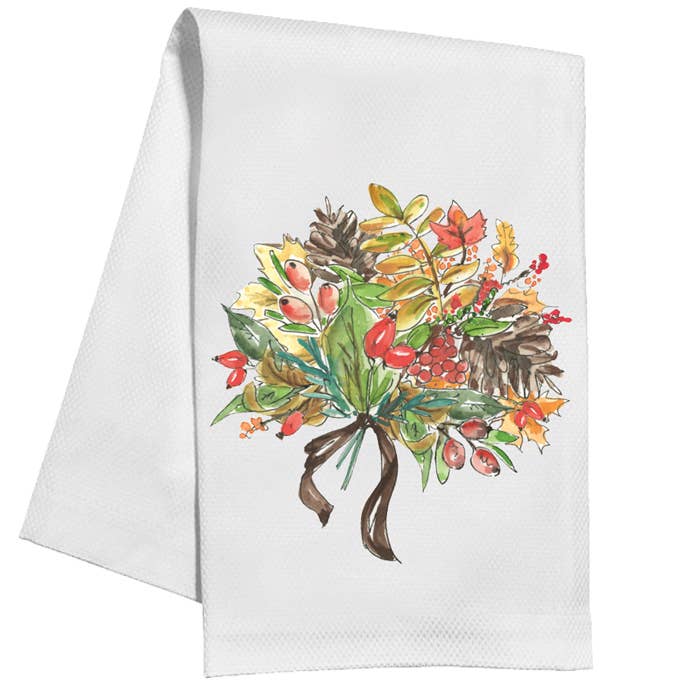 Handpainted Thanksgiving Bouquet Kitchen Towel