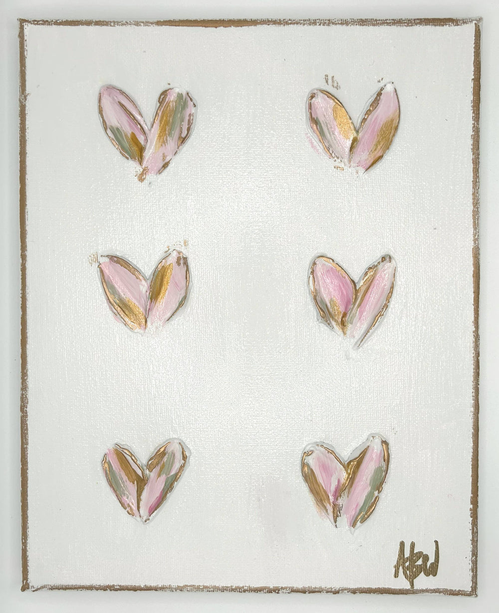 Mini hearts on canvas 8x10 - Bloom and Petal