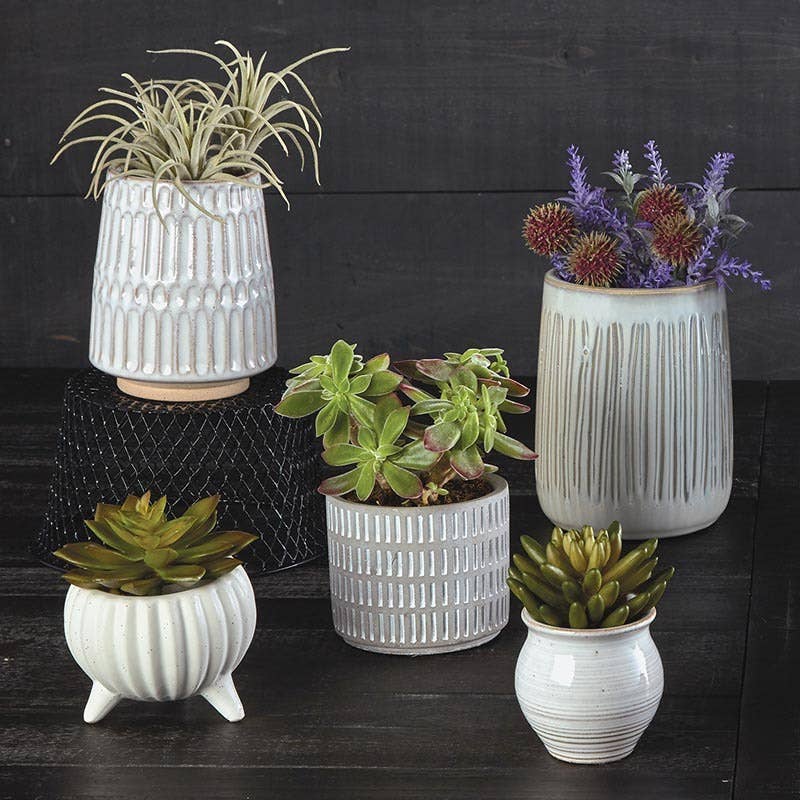 Tall Texture Cream Planter - Bloom and Petal