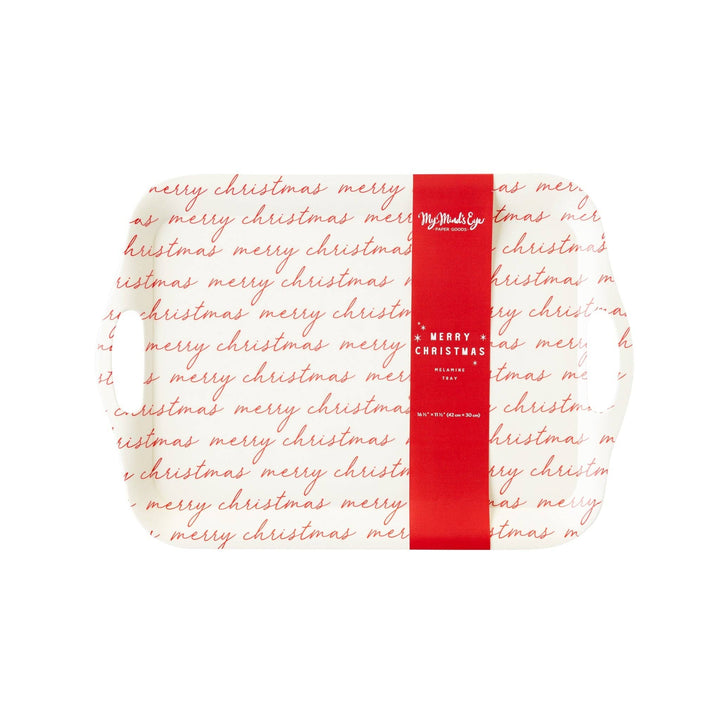 Believe Merry Christmas Script Melamine Tray