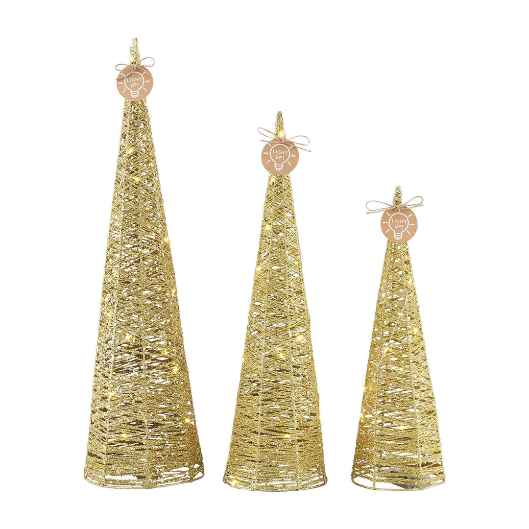 Light-Up Glitter Tree Set of 3