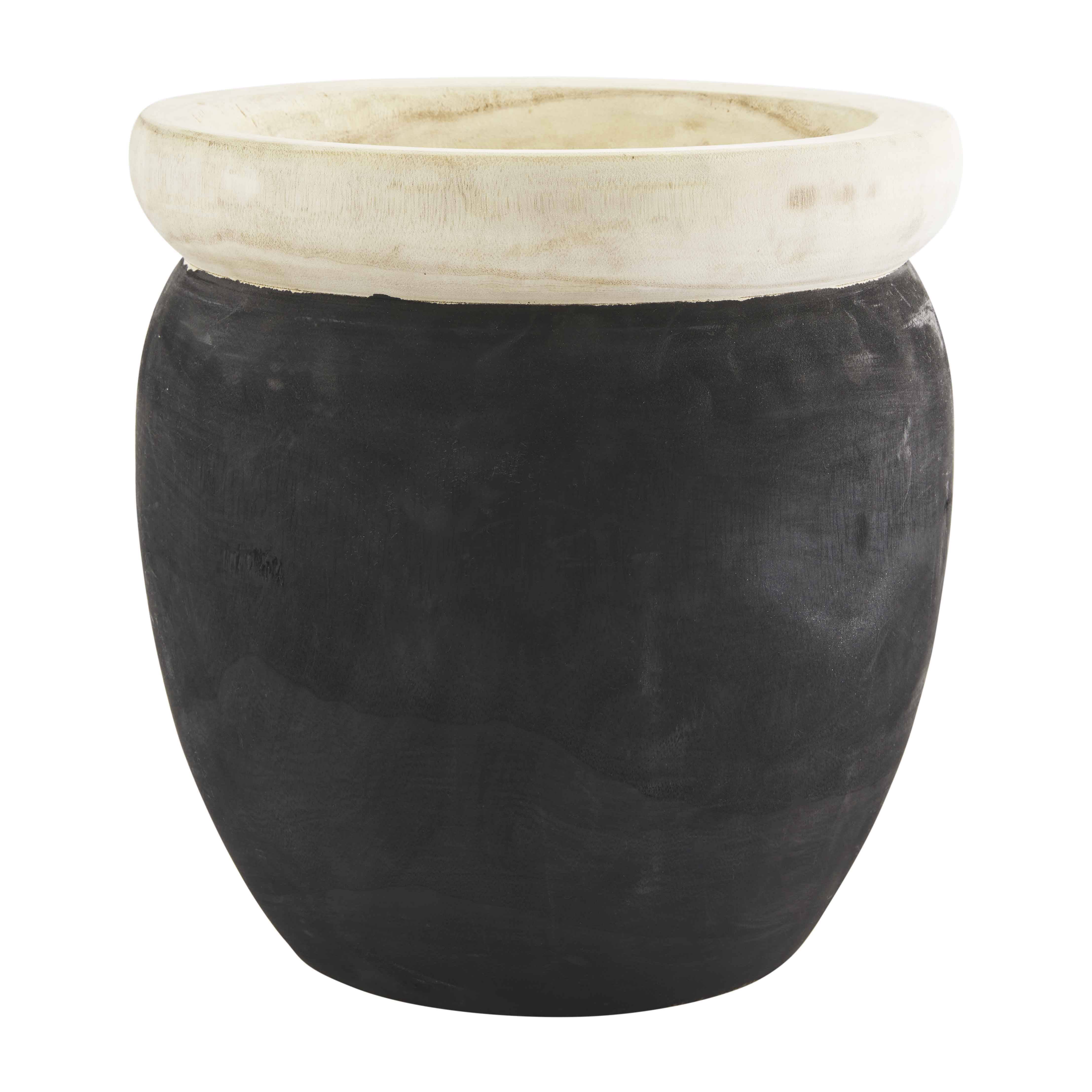 Mud Pie Paulownia Beaded Pot, Black, 9 1/2