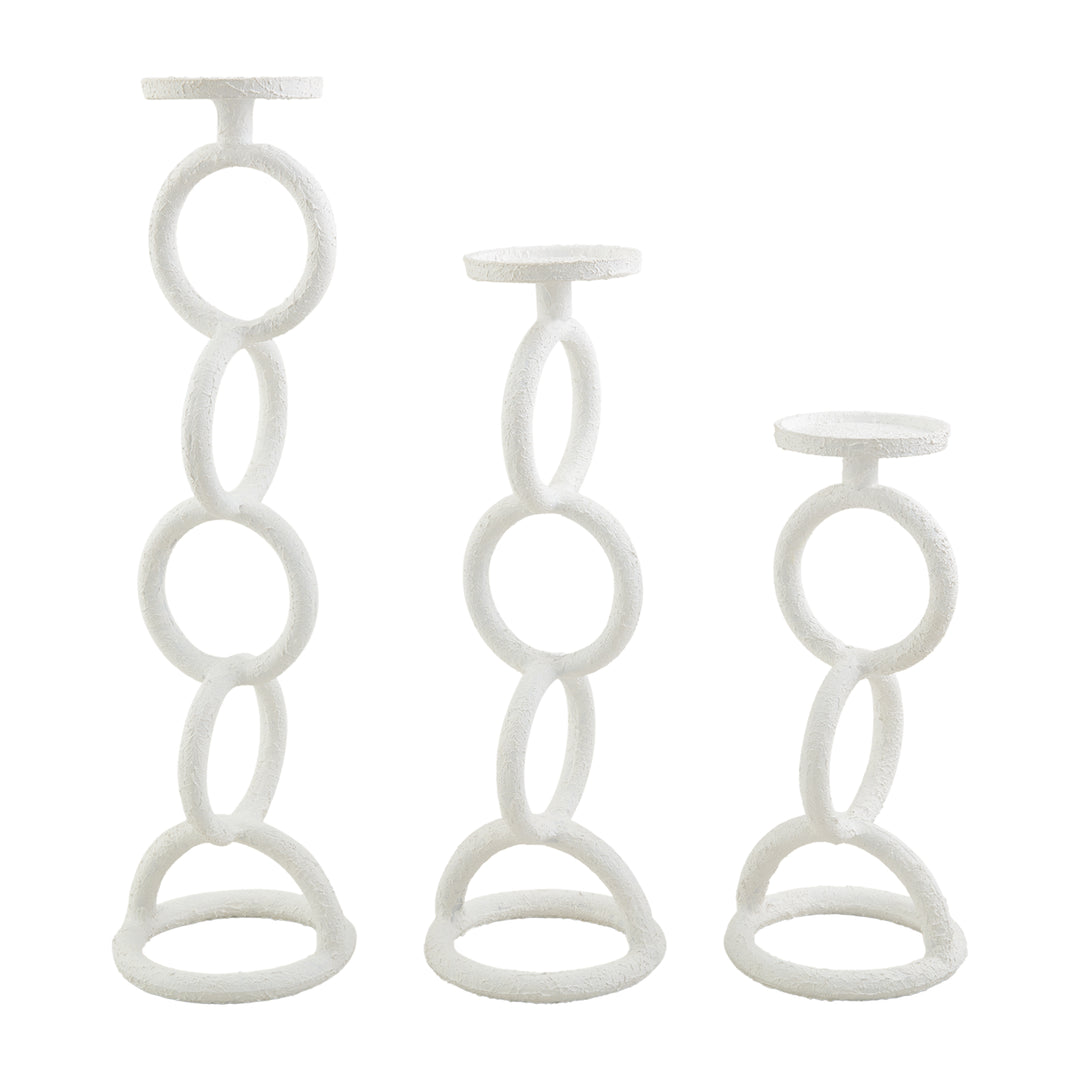 White Chain Link Candlesticks 3 sizes - Bloom and Petal