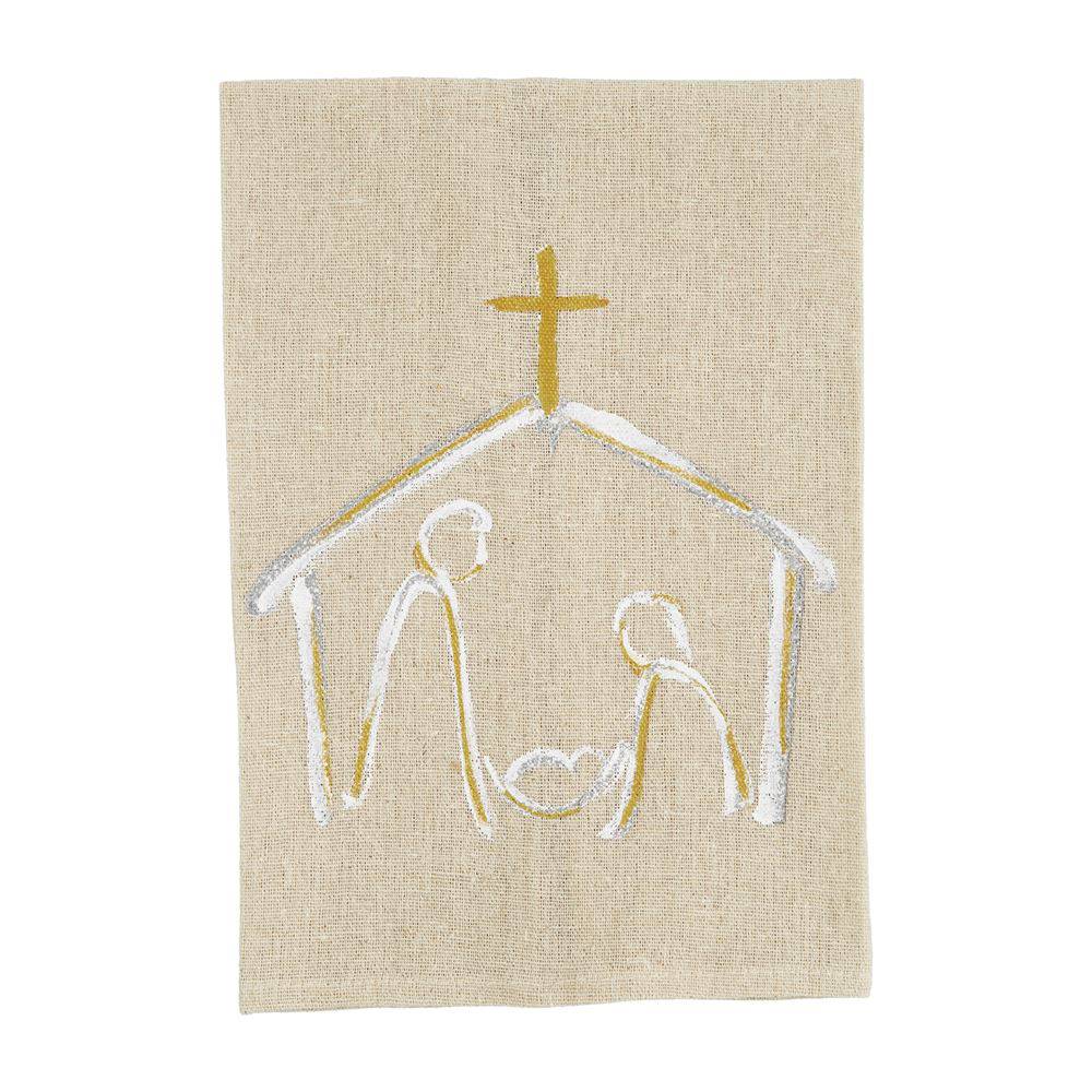 Nativity Gold Christmas Painted Towel