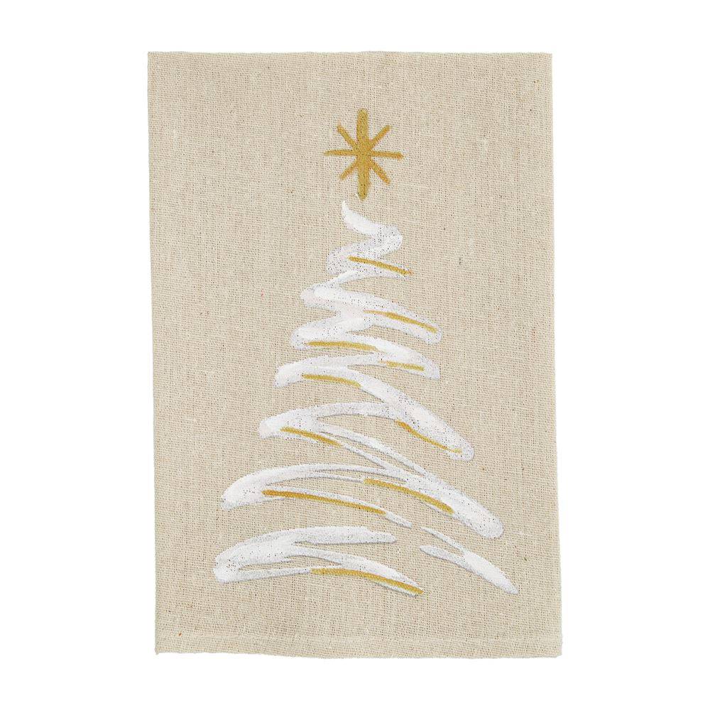 Tree Gold Christmas Painted Towel