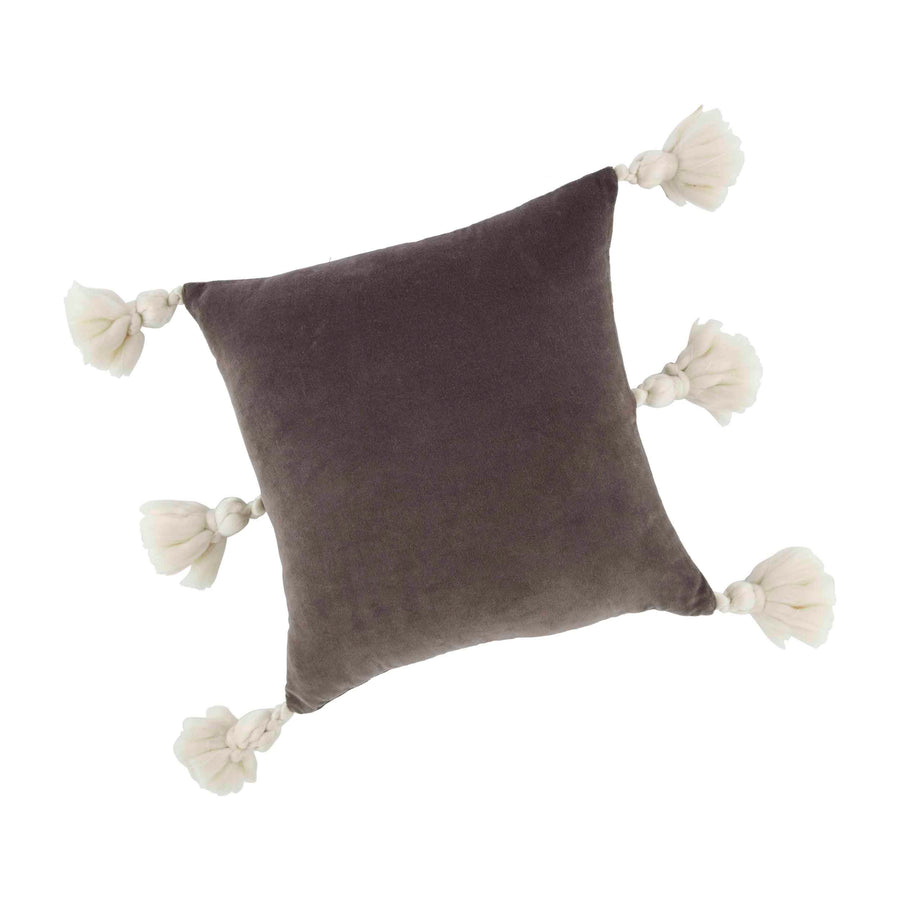 Dark Gray Tassel Velvet Pillow - Bloom and Petal