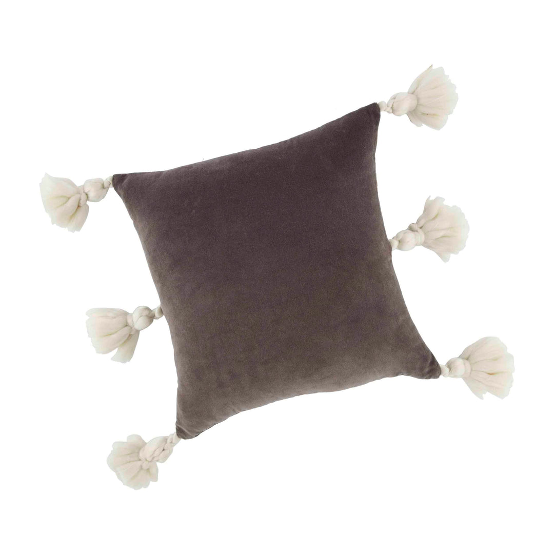 Dark Gray Tassel Velvet Pillow